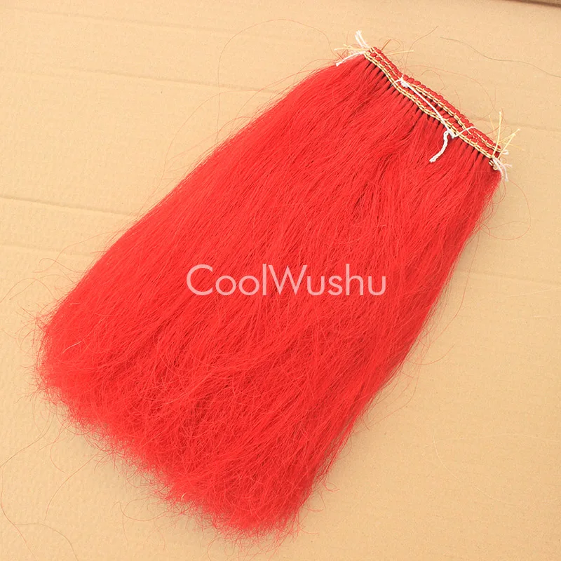 Horse Hair Spear Tassel Kung Fu Wushu Martial Arts Equipment Red White And Black 40cm length 15cm Width