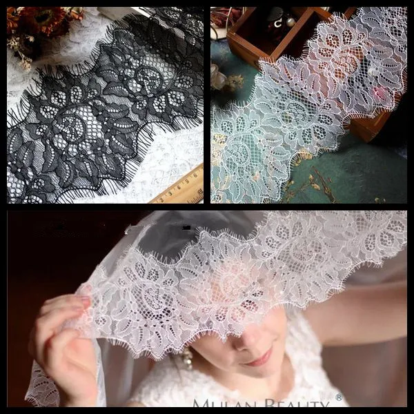 

6metre exquisite eyelash lace fabric wide 11CM diy apparel veil Stitching fabric