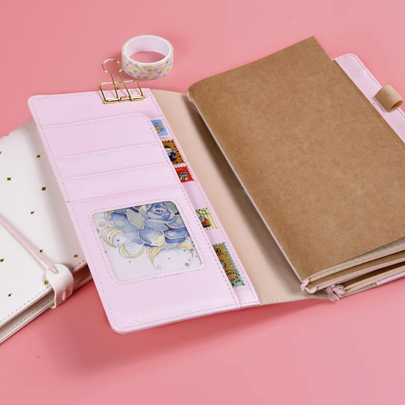 Yiwi-Carnet de notes en cuir PU, carnet de voyage standard, journal portable, carnet pointillé, agenda de licence