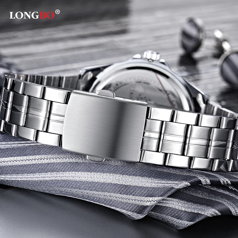 LONGBO Brand Sports Military Unique Design Couple Stainless Steel Band Quartz Watches Men Male Leisure Watch Relogio Masculino