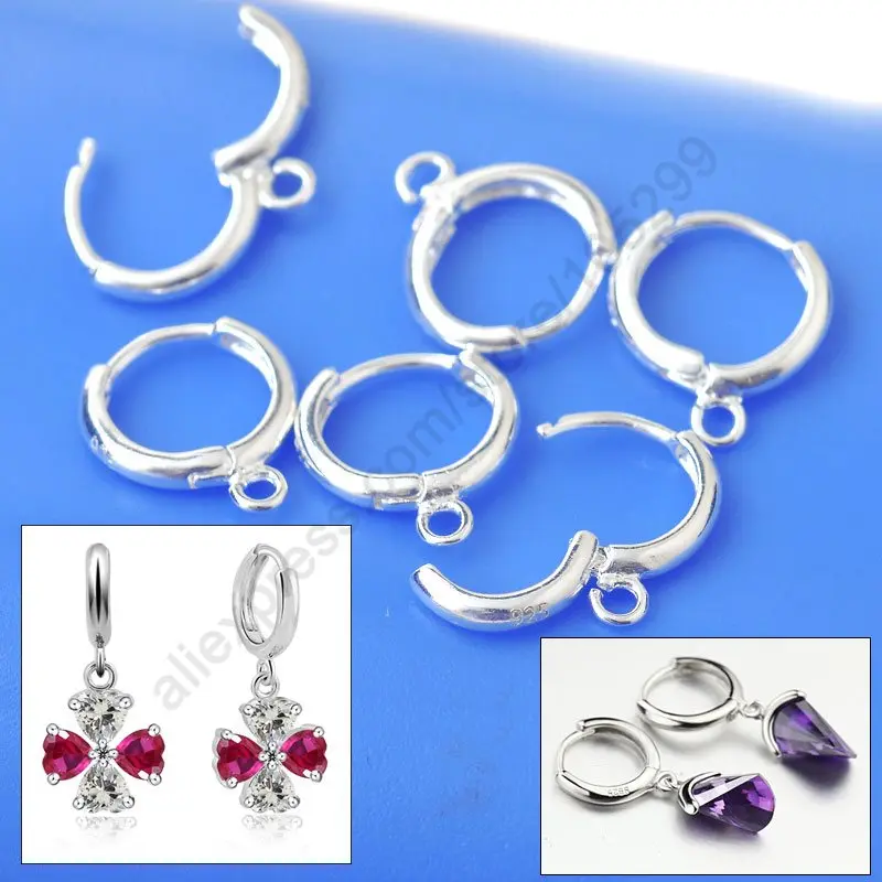 Wholesale 20PCS(10Pairs) European Style Lever Back Ear Wires Jewelry Findings Real Pure 925 Sterling Silver  Hoop Earring DIY