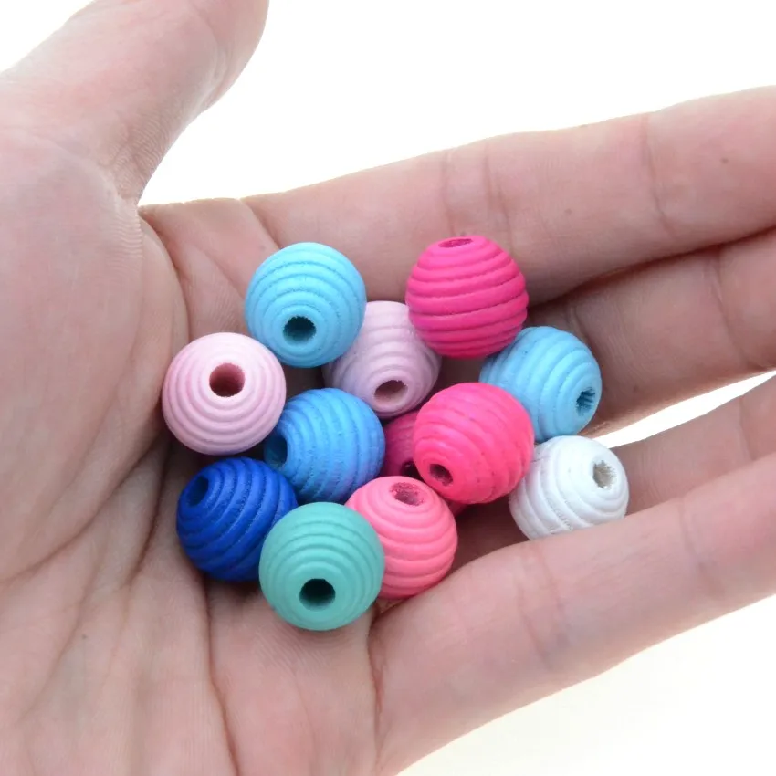 MIAOCHI DIY 60pcs Thread Beehive Wooden Beads For Jewelry Making Crafts Kids Toys Teething 14*13mm Spacer Beading Beads