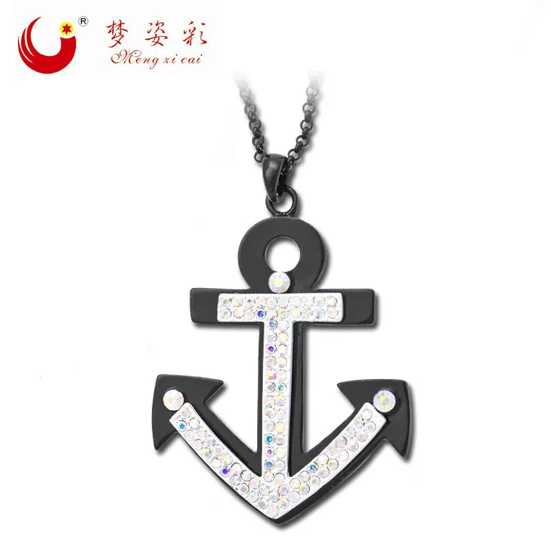 MZC New Bright Bulgaria Jewelry Black Link Anchor Necklaces for Male Best Friends Neclace Neckless Friendship Gros Collier Homme