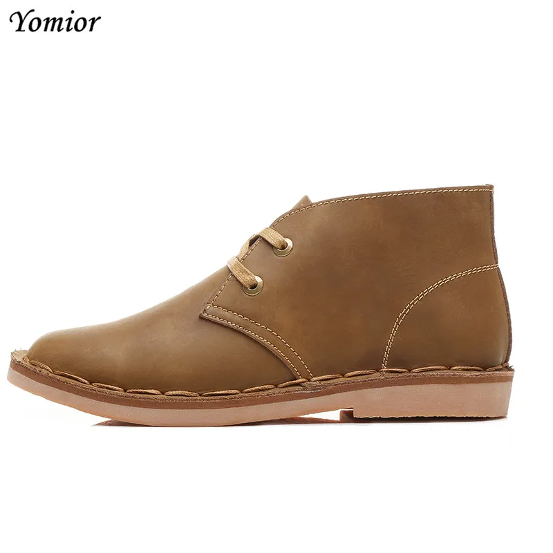 Yomior Autumn Winter Vintage Round Toe Genuine Leather Casual Shoes Men High Quality Outdoor Work Chelsea Boots Military Boots