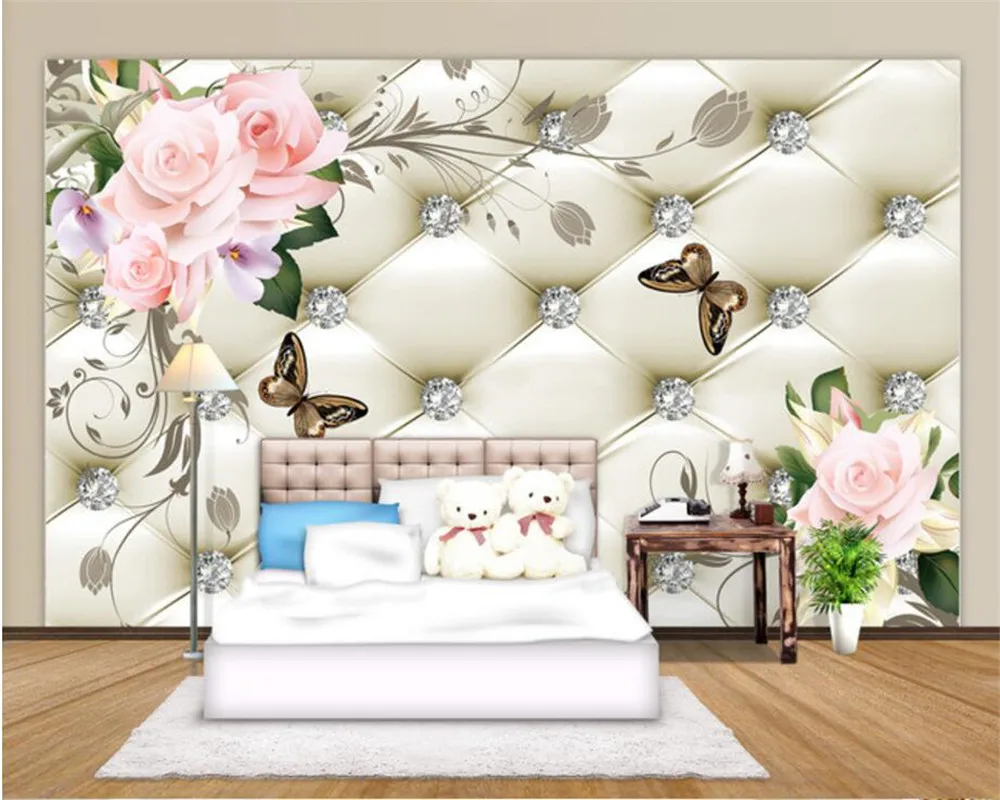 Custom size mural European soft pack masonry flower background wall home decoration living room bedroom mural 3d wallpaper