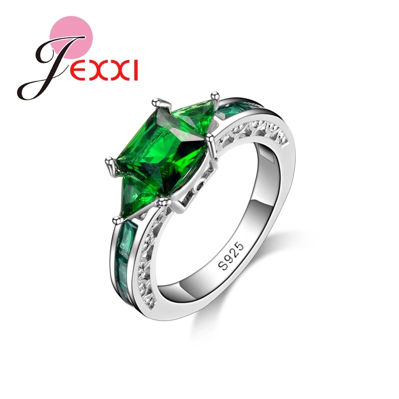 Hot Selling Green Rings 925 Sterling Silver  Party Rings Brand Design Women Engagement Wedding Ring Gift