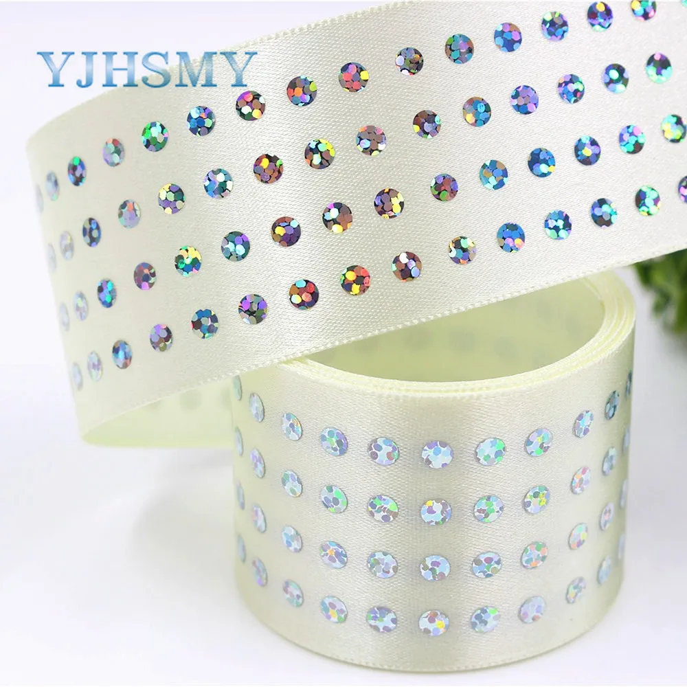 YJHSMY – ruban pur à paillettes blanches, 184113,38mm, 2 yards, accessoires de mariage, DIY, matériel fait à la main pour la saint-valentin