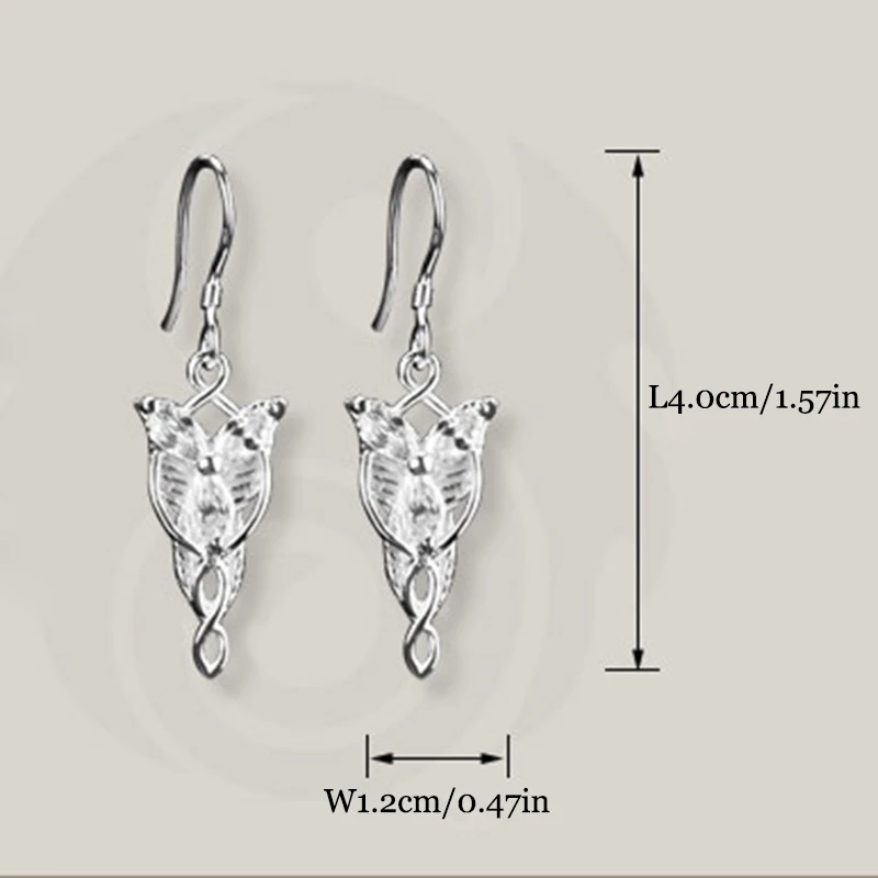 Amine Bahamut LOTR Arwen Evenstar Ear Hook S925 Sterling Sliver Earrings For Women And Girls Fans Gifts