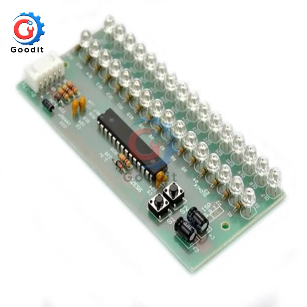 VU Meter Level Indicator Amplifier Board Dual Channel 16 LED MCU Adjustable Display Pattern LED Green Color