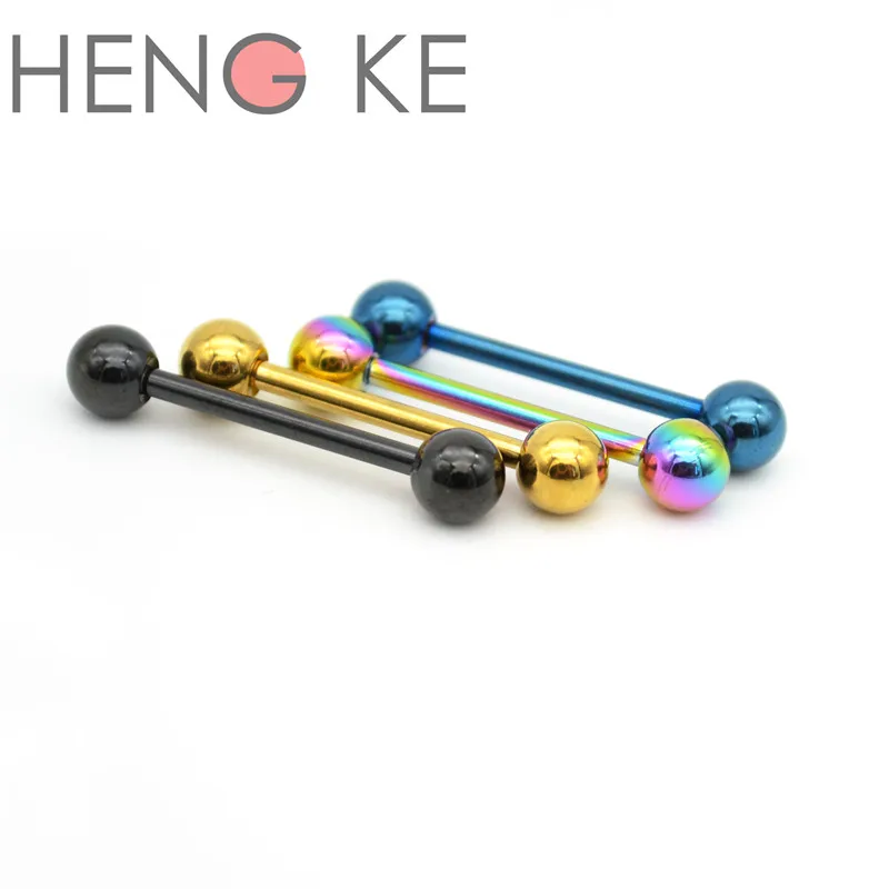 60pcs Straight Barbell Tongue Bar Rings 316L Surgical Steel Body Piercing Jewelry Fashion 14G 16mm Rock Punk Men Women Wholesale