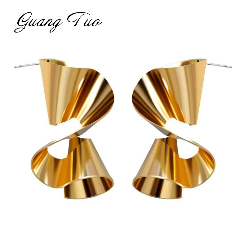 New Metal Earrings for Women Twisted Irregular Rotating Stud Earrings Exaggerated Catwalk Personality Trendy Jewelry Gift