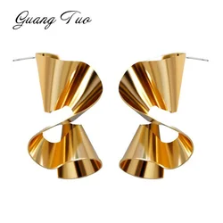 New Metal Earrings for Women Twisted Irregular Rotating Stud Earrings Exaggerated Catwalk Personality Trendy Jewelry Gift