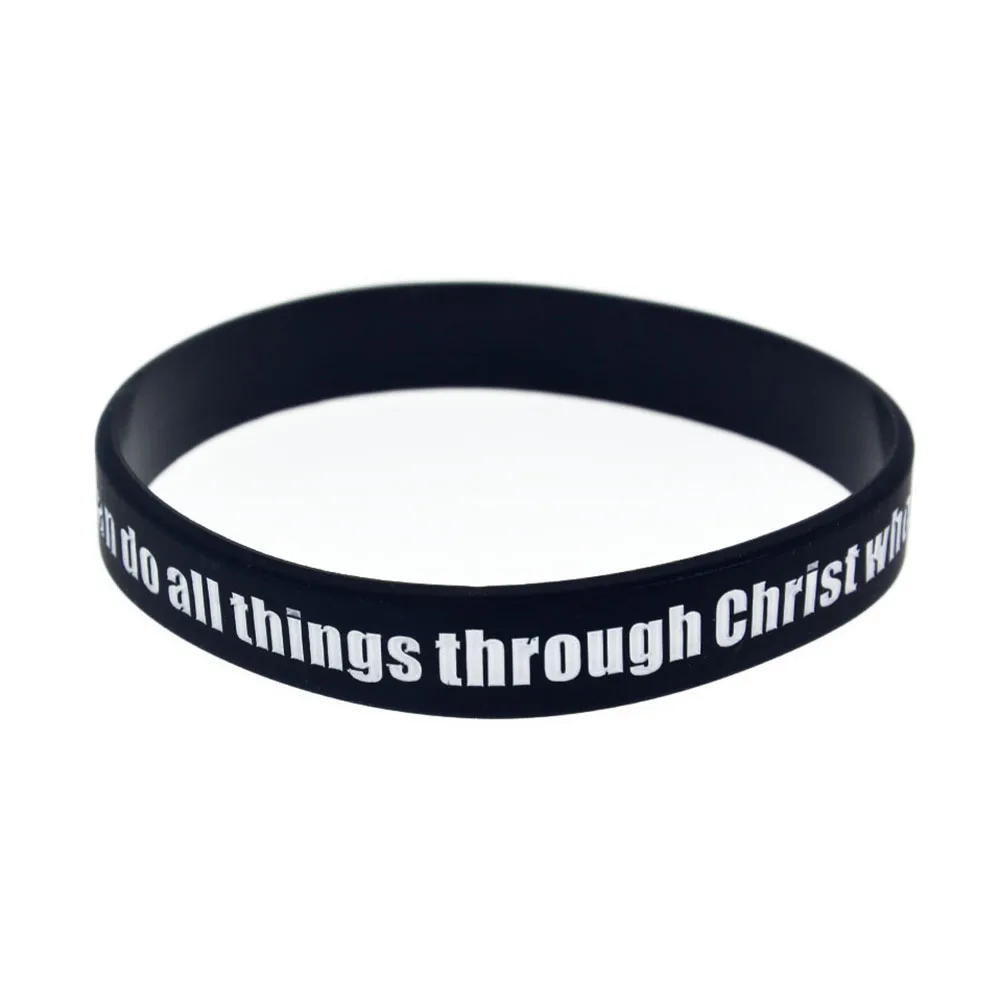 50 Stück Philippier 4:13 Ich kann alles durch Christus, der mich stärkt, Silikonarmband, religiöse Partygeschenke, Armreif – Detail 4