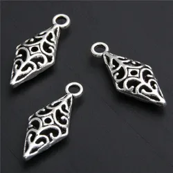 30pcs Zinc Alloy  Silver Color Metal Rhombus Charms Pendants For DIY Jewelry Accessories A2829