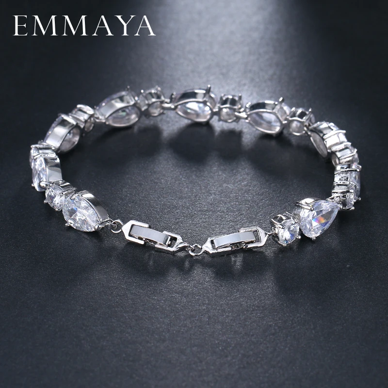 Emmaya joia de zircônio cúbico, nova mulher, 2017, deslumbrante, gota d' água, pedra cz, pulseira de noiva, presente de joia de casamento