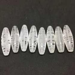 Different Patterns AAA Natural Crystal Quartz Stone Beads 12mm*38mm Powerful Amulet Tibetan Dzi Beads DIY Pendant Bracelet