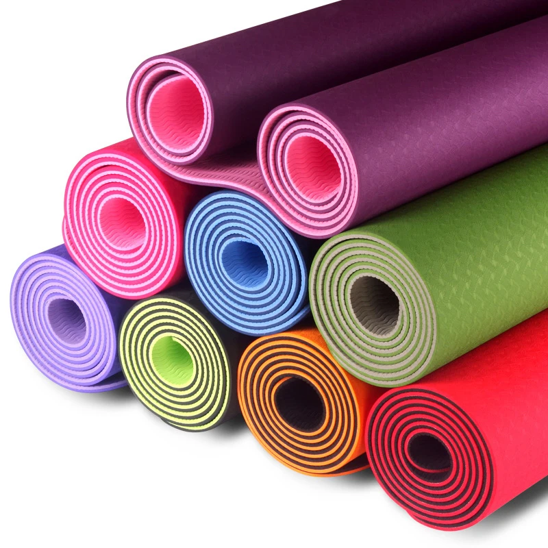 

1830*610*6mm TPE Dual-color Yoga Mat Lengthened Fitness Slimming Get Shape Environmentally Friendly Tasteless Non-slip Yoga Mat