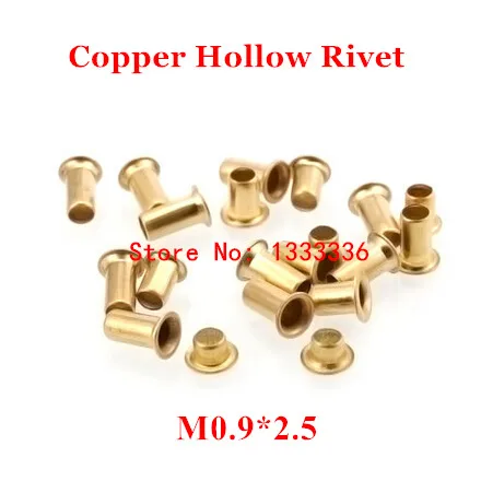 1000pcs M0.9*2.5 Copper Hollow Rivet 0.9mm Double-sided circuit board PCB vias nails / copper corn