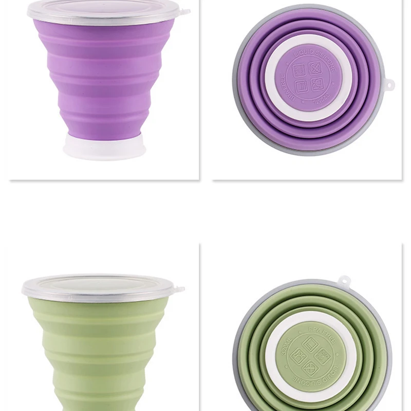 320ML Travel Cup Stainless Steel Silicone Retractable Folding cups Telescopic Collapsible Coffee Cups Outdoor Sport Water Cup