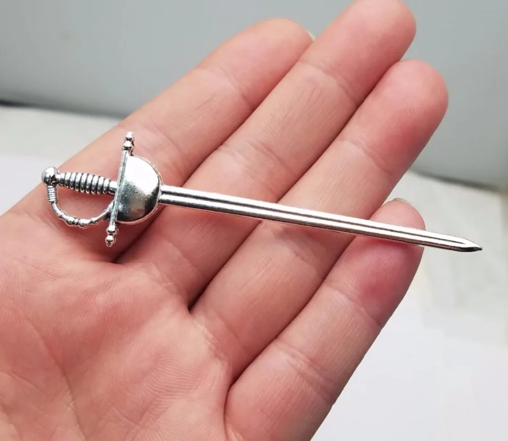 5 adet/grup -- 25x85mm antik gümüş kaplama eskrim kılıç Charms kolye Diy anahtarlık malzemeleri takı yapımı için aksesuarlar