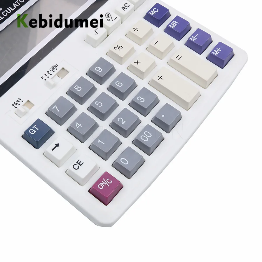 Kebidumei calculadora de escritório, botões grandes, teclas de computador, multifunções, bateria de computador, tamanhos com 12 dígitos