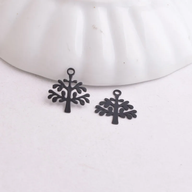 100 Stück AC9063 8mm*10mm Baum-Anhänger Artikel für DIY-Ohrringe Schmuckherstellung – Detail 7