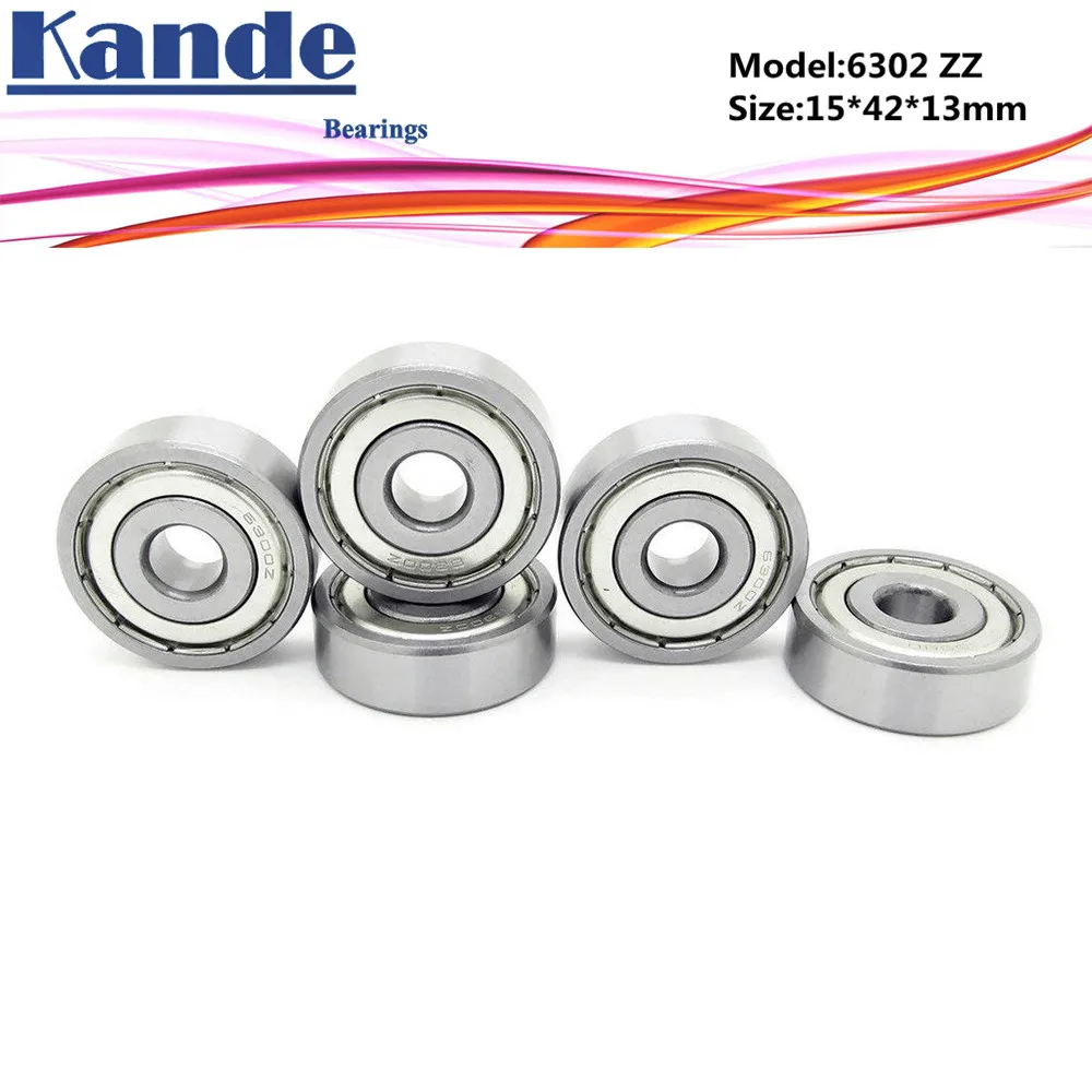 Kande 6302ZZ 2PCS ABEC-5 6302 2Z Single Row Deep Groove Ball Bearing 15x42x13 mm High Quality 6302 ZZ