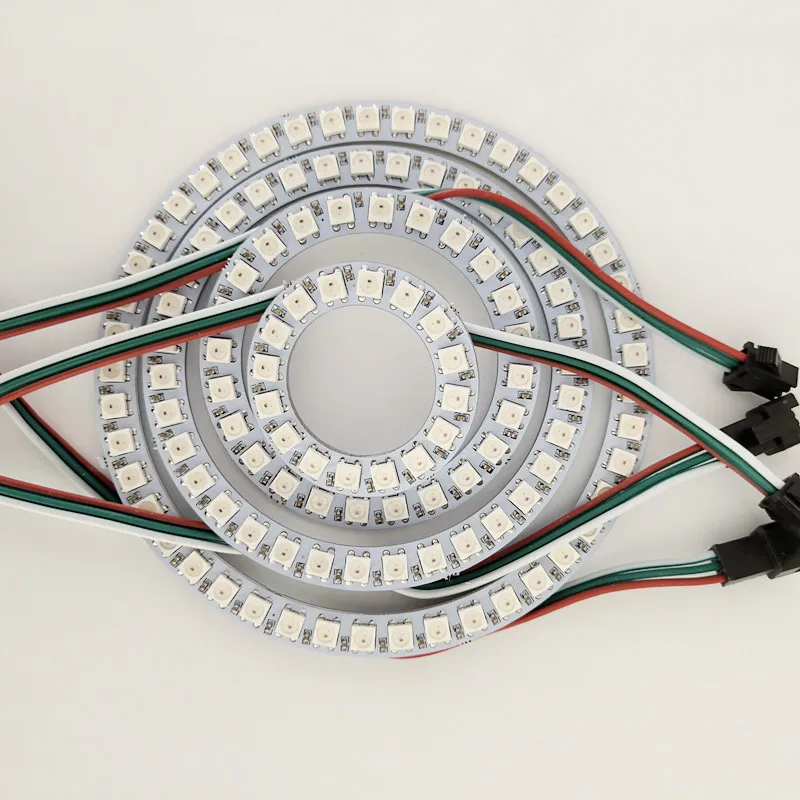 Decorative LED Strip Light WS2812B Ring pixels Addressable 16/24/35/45 LEDs White PCB 5050 RGB Dream Colour ic Built-in DC5V