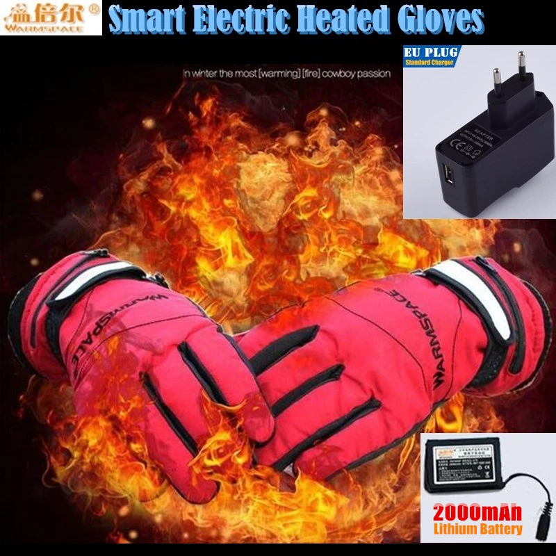 

40p 2000MAH Children Smart Electric Heated Gloves,Super Warm Outdoor Sport Skiing Gloves Lithium Battery Hand Back Self Heating