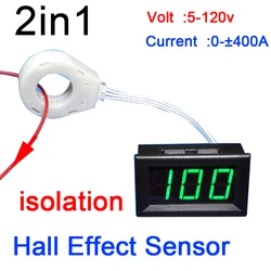 Voltmètre numérique à LED pour voiture, ampèremètre, moniteur de batterie, tension, courant, charge, décharge, isolé, DC, 50A, 100A, 200A, 400A, Hall, 12V, 24V