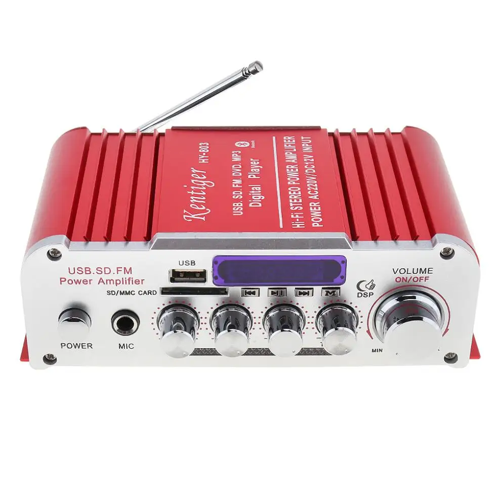 DC12V/AC220V/AC110V 2CH Bluetooth-compatible HI-FI Car Audio Amplifier FM Radio Player Support SD USB DVD for Car Home