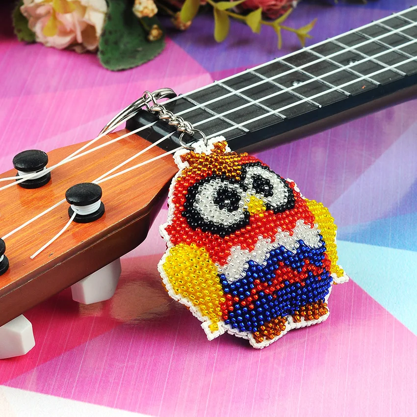 diy beads toys Owl handmade Embroidery cross-stitch little ornament with beaded bags key chain adult children gifts wholesale