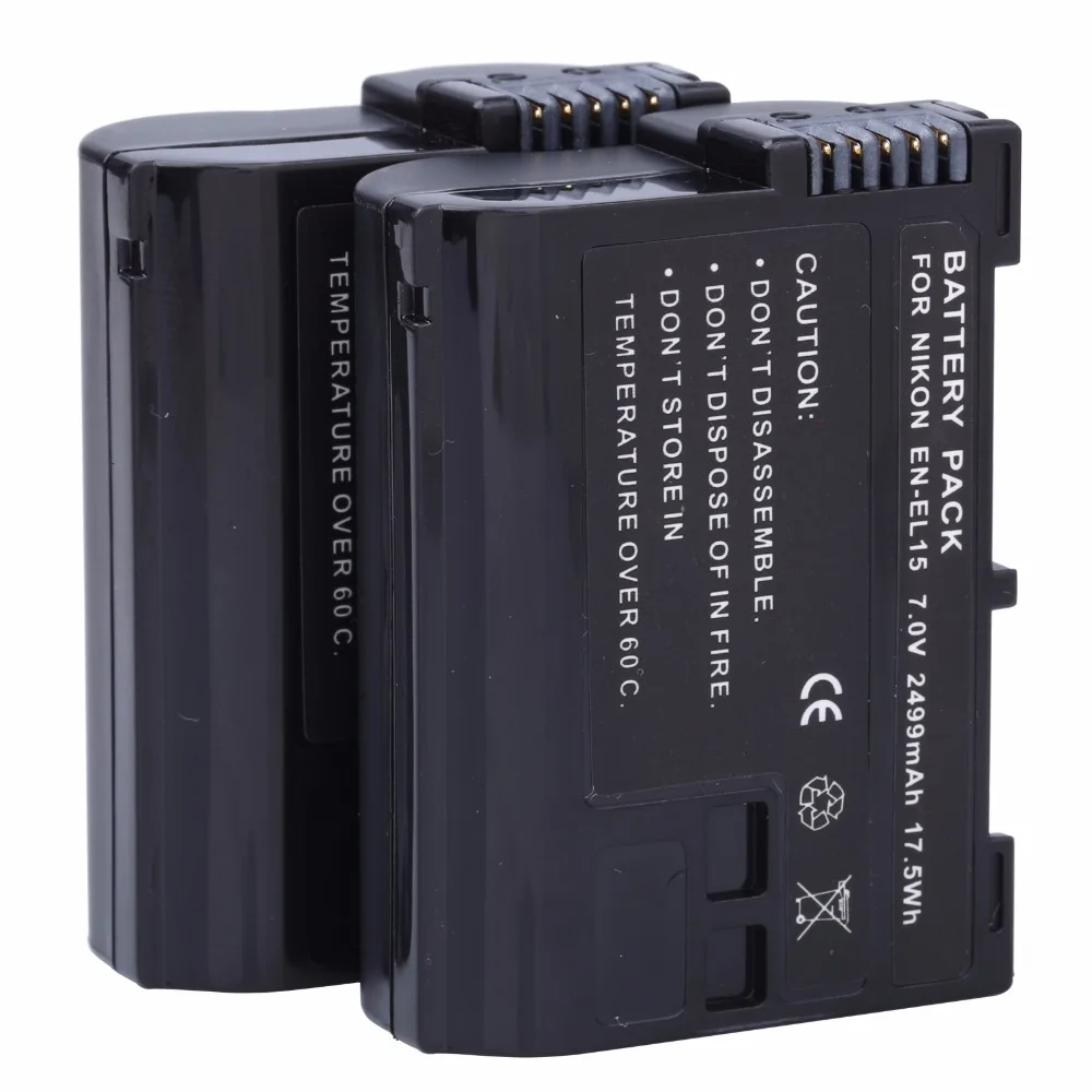 2Pcs Probty EN-EL15 EN EL15 Battery + Charger Kit for Nikon 1 V1 D600 D610 D750 D800 D810A D810 D800E D7000 D7100 D7200 Camera