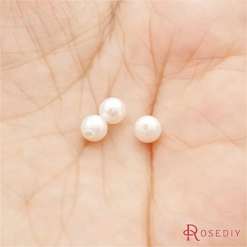 Wholesale Diameter 4mm 5mm 6mm 8mm 10mm 12mm Round White Imitation Pearl made of Shell Half Drilled Beads  (JM5869)