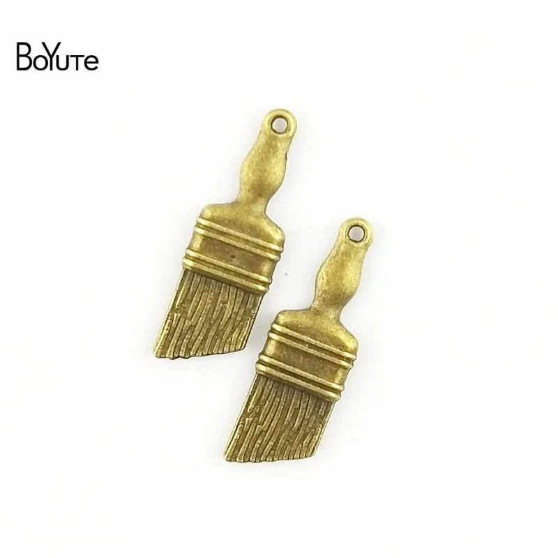 BoYuTe (60 Pieces/Lot) 9*27MM Zinc Alloy Fashion Antique Bronze Silver Plated Paint Brush Charms for Jewelry Making