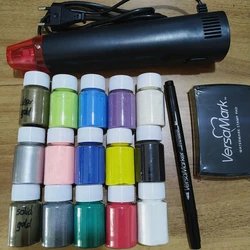 Polvere goffrata, 10 ml/bottiglia set di timbri per pistola ad aria calda vernice metallica timbro di gomma strumenti per scrapbooking giappone Tsukineko versamark pen