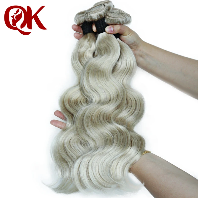 QueenKing Hair Ash Blonde Bundles 3 pcs/lot #60 weft hair brazilian remy Body Wave hair