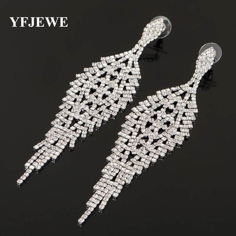 YFJEWE Jewelry Fashion Earrings for Women Crystal Wedding Drop Earrings Bride Rhinestone Bridesmaid Brincos Party Prom E317