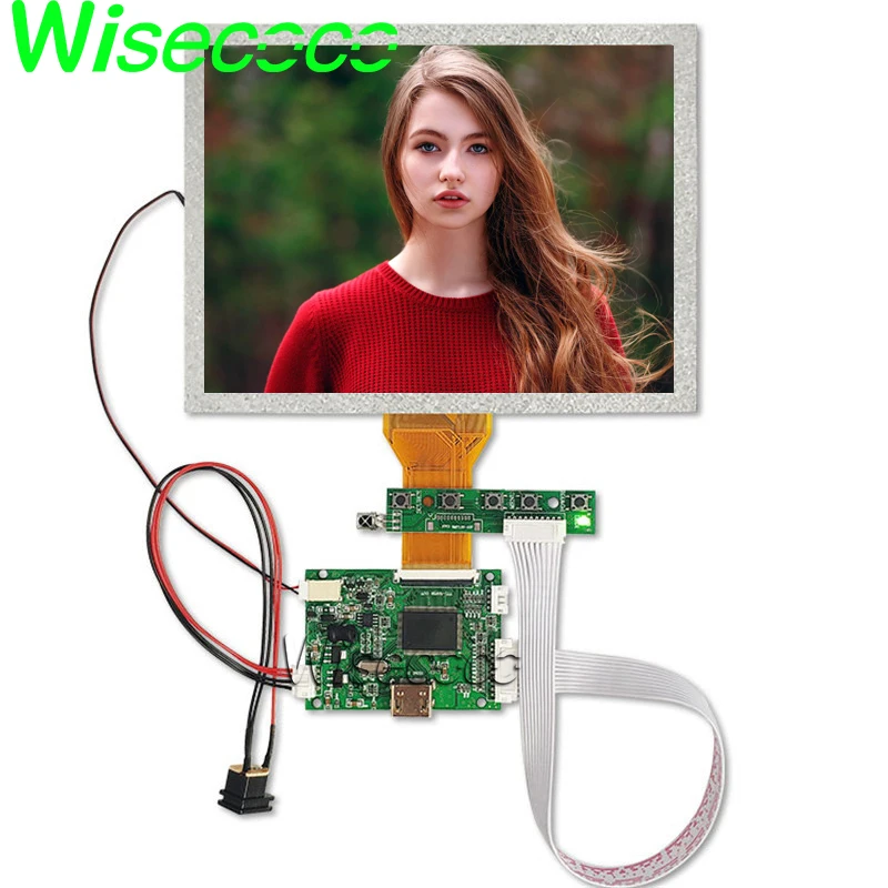 Wisecoco 8 Inch AT080TN52 LCD Screen Driver Board Kit, 800x480 RGB 50 Pins, for DIY Monitor, Industrial Control,Embedded Systems