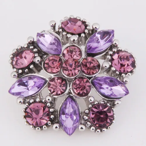 Hot KZ1168 Charm Flower Rhinestone Fashion 18mm snap buttons fit DIY snaps bracelets necklaces jewelry wholesale trendy women