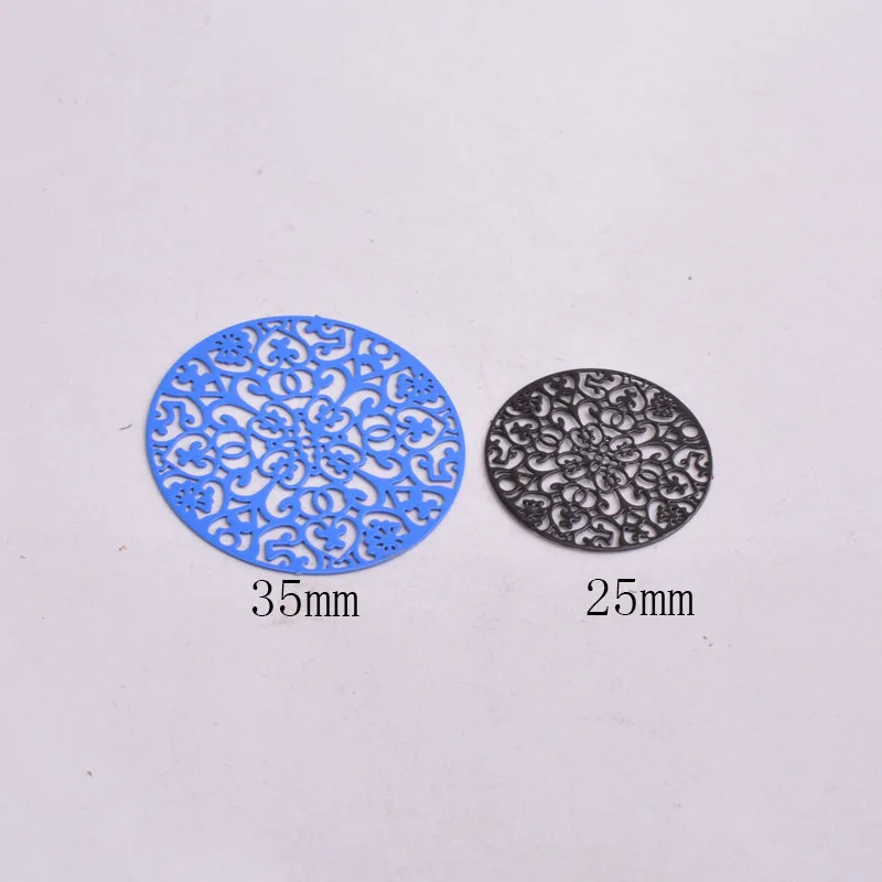 50 Stück AA3212 25mm Bunte Runde Blumen-Verbinder aus Messing, bemalt, Estampes rondes Charms für DIY-Schmuckherstellung – Detail 10