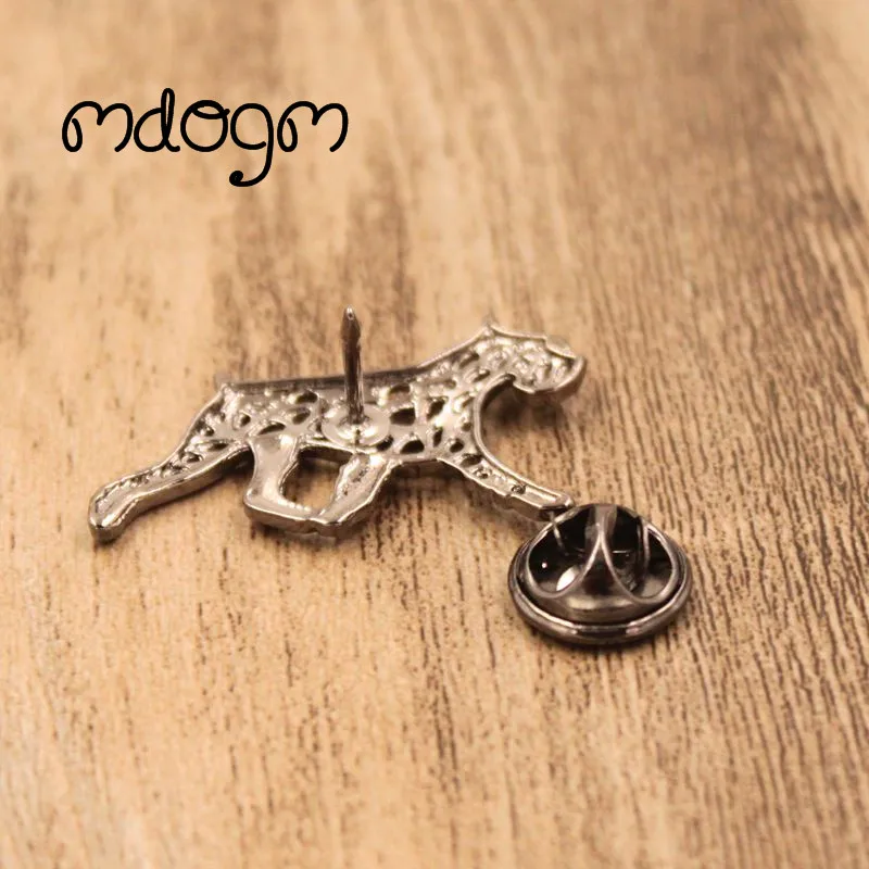 Mdogm Schnauzer Dog Animal Brooches And Pins  Suit Metal Small Father Collar Badges Gift For Male Men B103