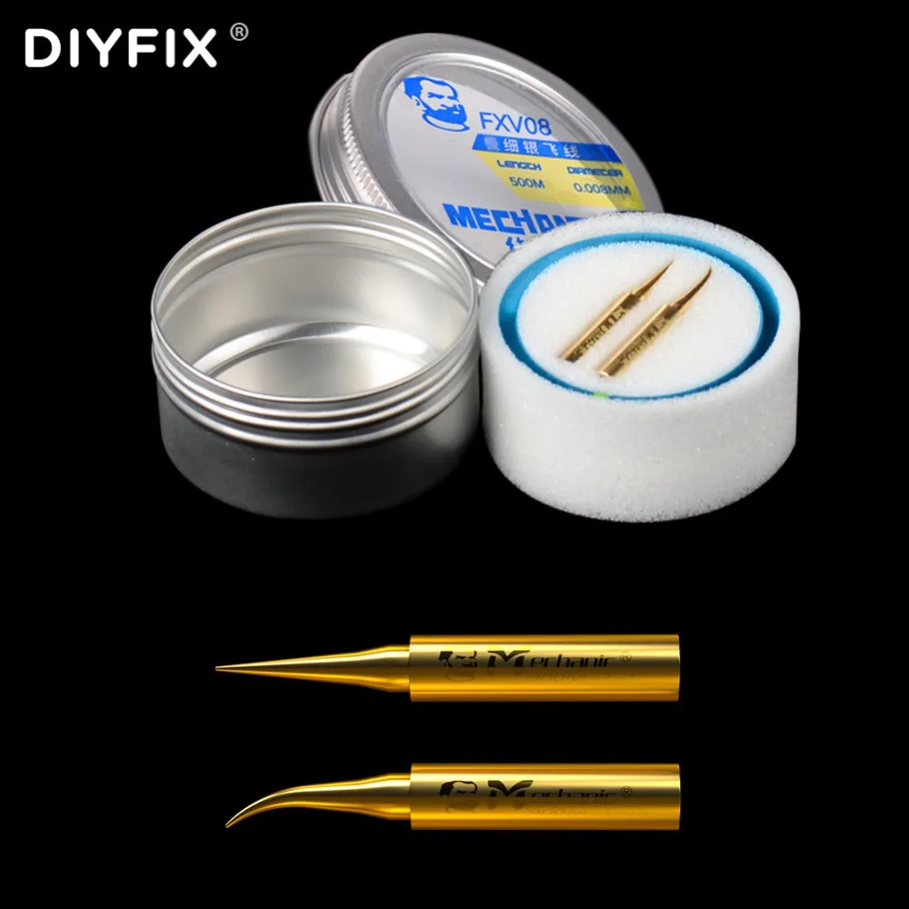 고급 실버 플라잉 와이어 납땜 인두 팁 0.008mm 500M 플라잉 라인 CPU 솔더 조인트 아이폰 지문 라인 유지 보수