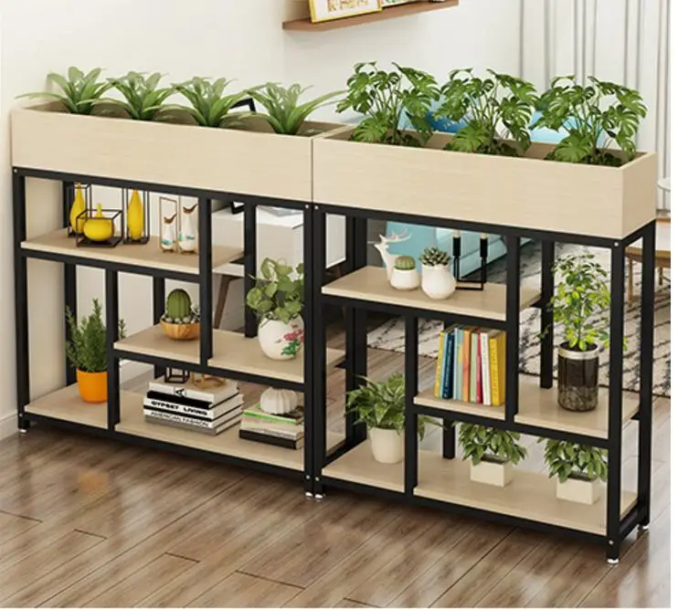 Showcasing indoor living room shelf solid wood bookshelf wrought iron floor-to-ceiling screen partition display shelf partition