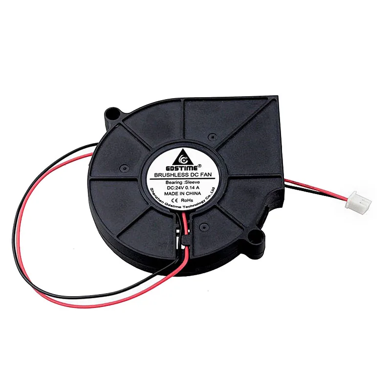 Gdstime 24V 2Pin 75mm 75x15mm DC Turbine Blower Fans Computer Industry Cooler Cooling Fan