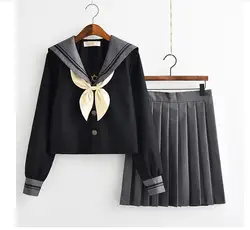 Japanese School Uniform For Girls Kawaii Lolita Sailor Uniforms Cosplay Costumes Long Sleeve Shirt Pleated Skirt Set