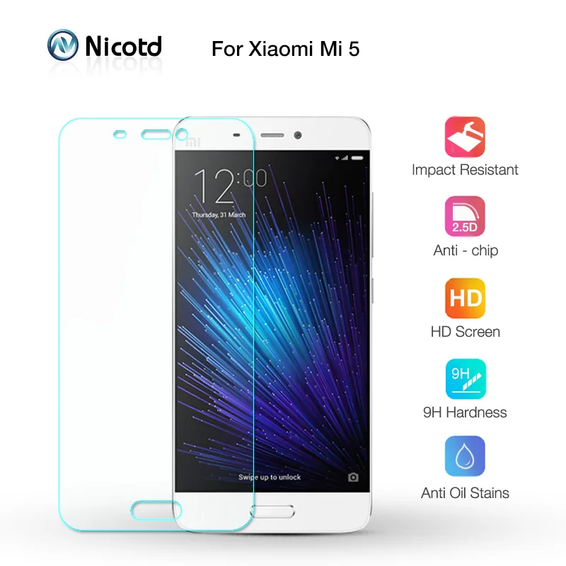 

2.5D 9H Tempered Glass Film For Xiaomi Mi 5 MI4 mi4C for hongmi Note2 note3 toughened Screen Protector for Redmi 4A 3 3S