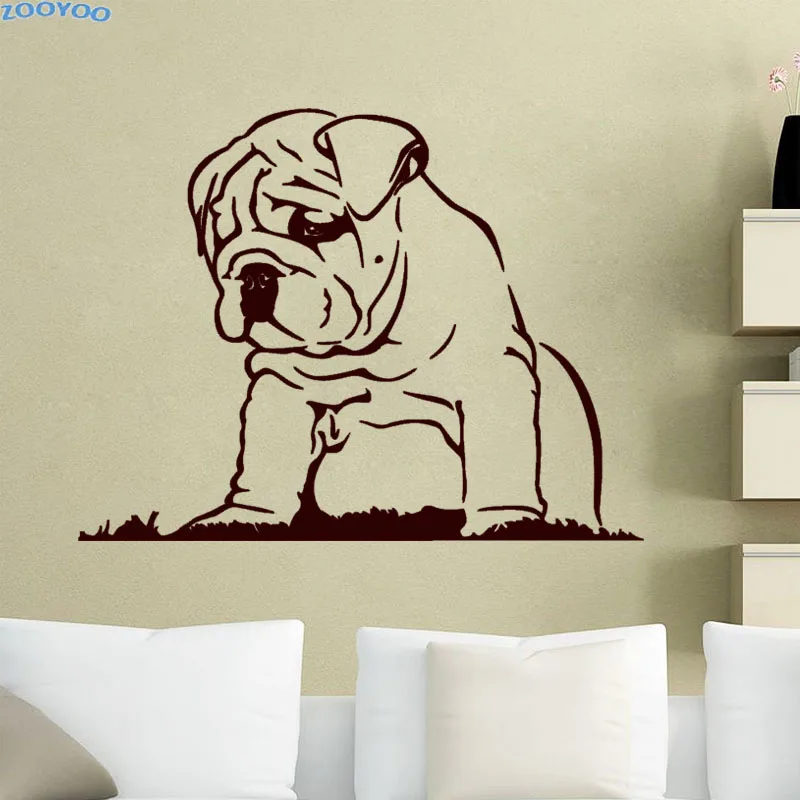 ZOOYOO Languid Bulldog Wall Sticker Animal Funny Home Decor Hollow Out Wall Decals Living Room Kids Children Room Decoration