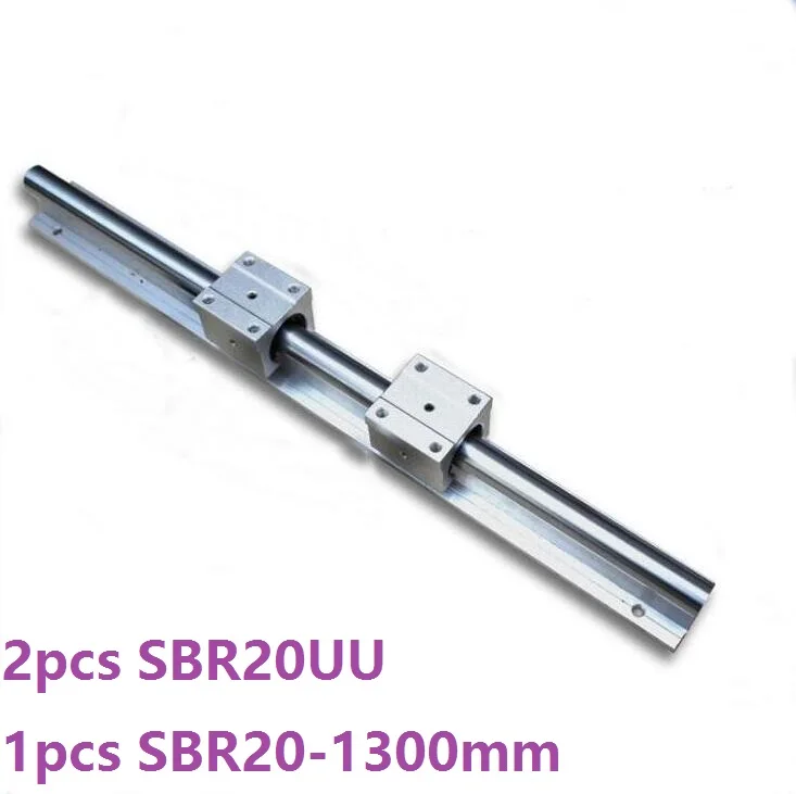 1pcs SBR20 - 1300mm linear guide rail support + 2pcs SBR20UU bearing blocks cnc router parts