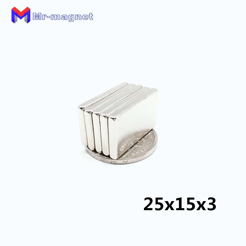 50Pcs 25x15x3mm Super Powerful Small Neodymium Magnet Block Permanent NdFeB Strong Cuboid Magnetic Magnets 25mm x 15mm x 3mm